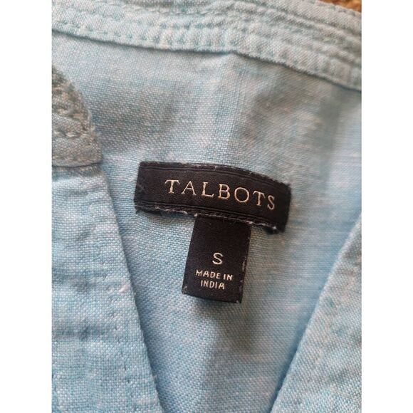 Talbots Shirt Women's Small Sky Blue Linen Pintuck Popover Tunic Summer - Picture 3 of 5